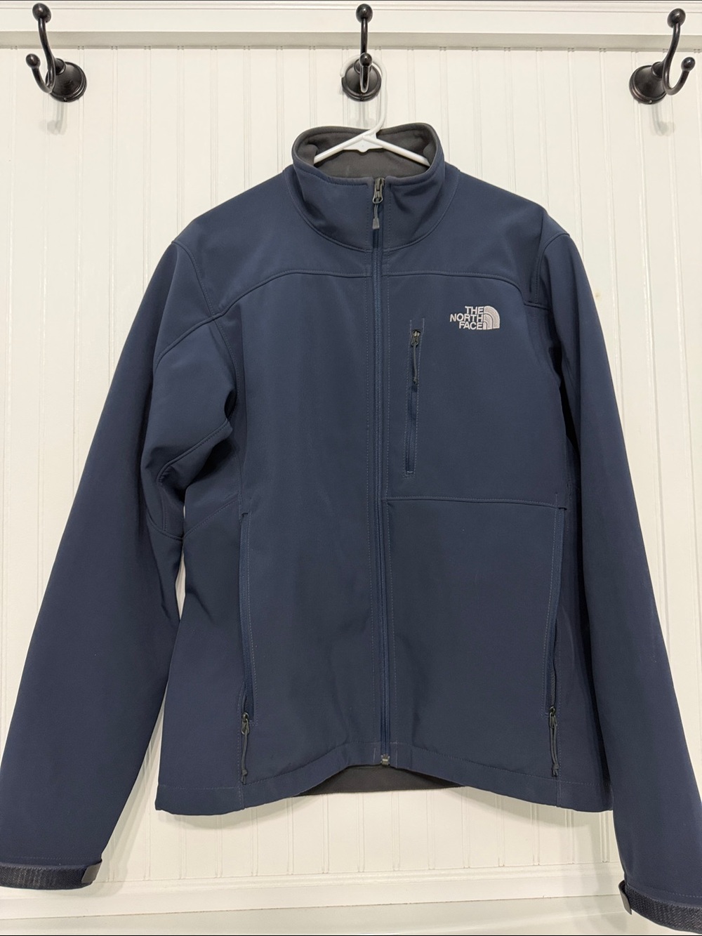 North Face Men’s M Apex Barrier Soft Shell Jacket WindWall Blue HandWarm Pocket